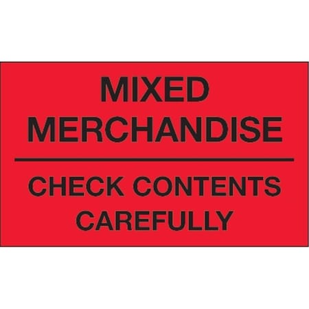 Bondad 3 x 5 in. - Mixed Merchandise - Check Contents Carefully Fluorescent Red Labels - Roll of 500 BO3344833